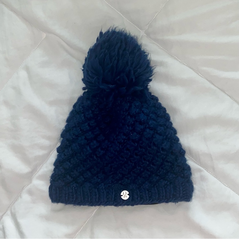 Spyder Pom Beanie One Size - Fleece Lined - Blue
